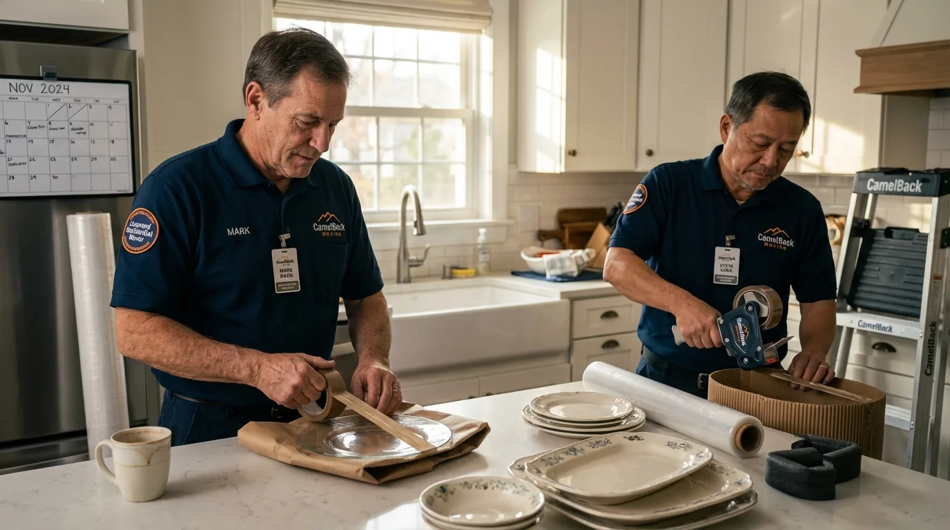 Professional crew packing kitchen dishware in Columbus, NE
